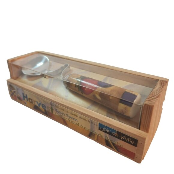 Harvest Honey Spoon in Wooden Crate Vintage 2002 Joie de Vivre Wood Crate NEW - Picture 5 of 13